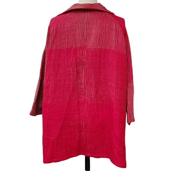 Neeru Kumar Wool Striped Cropped Swing Jacket Coat pockets open S M lagenlook - Picture 6 of 11